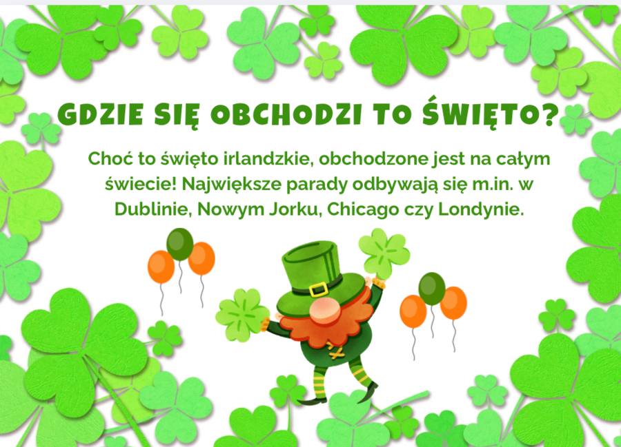 DZIEŃ ŚWIĘTEGO PATRYKA - gazetka szkolna 17 marca