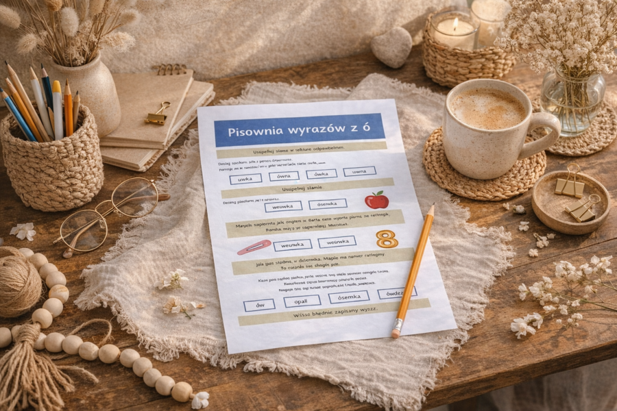 PISOWNIA WYRAZÓW Z "Ó" [Karta pracy, sprawdzian}