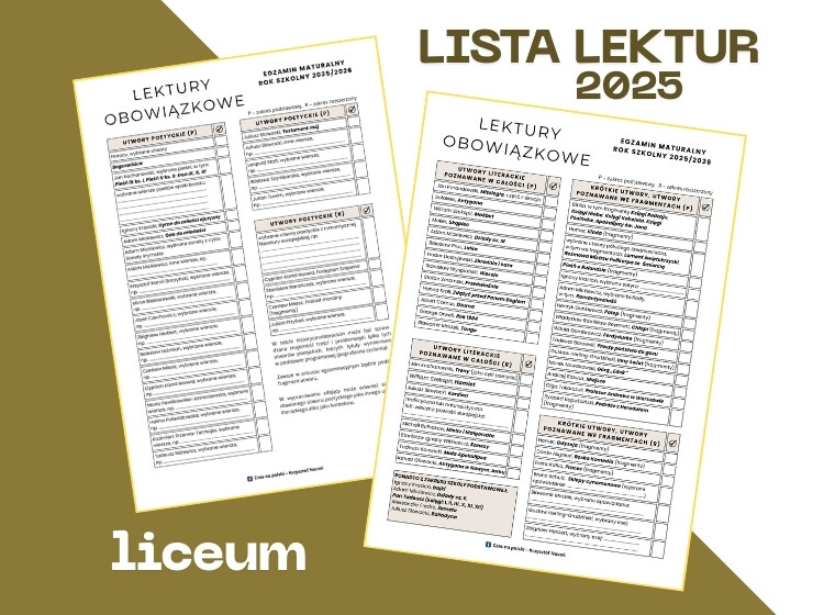 Lista (checklista) lektur – liceum