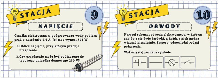 Stacje zadaniowe – Prąd elektryczny | Klasa 8 | Powtórzenie działu