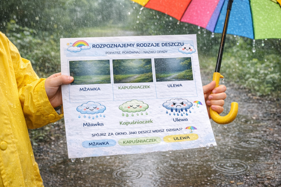 Karta pracy: Rozpoznaj rodzaje deszczu