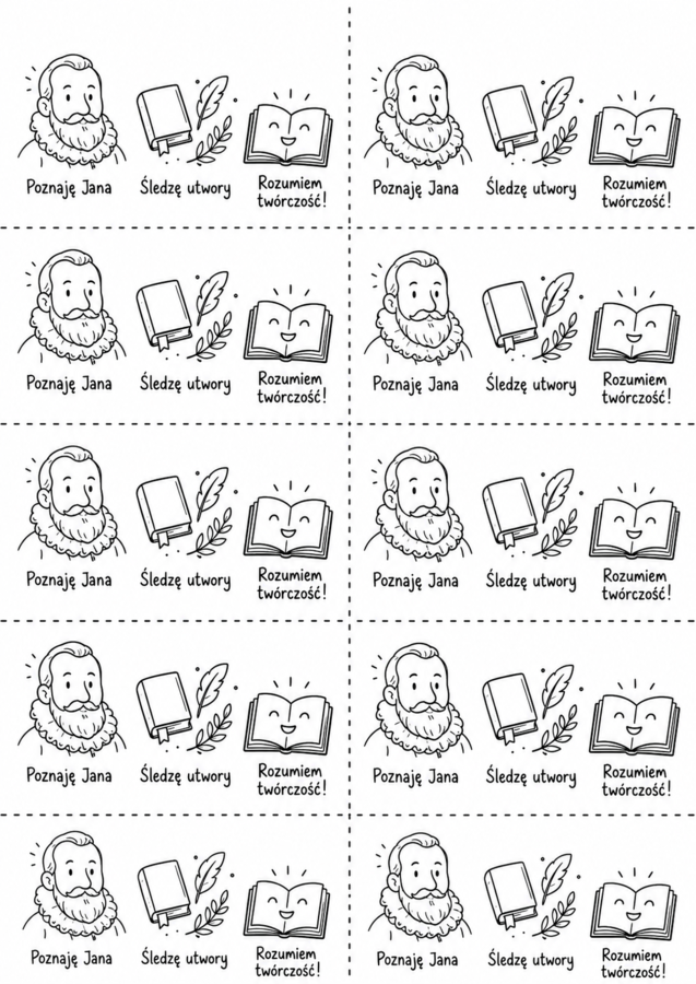Karty szybkiej informacji zwrotnej do lektur Jana Kochanowskiego