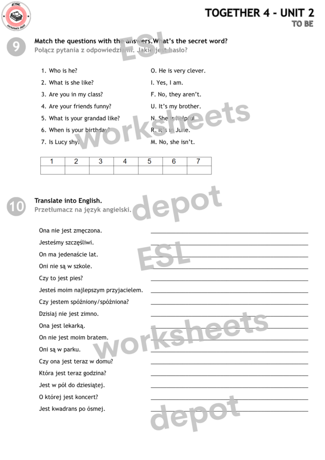 Together 4 Unit 2 - zestaw: Vocabulary + Grammar + Revision board game