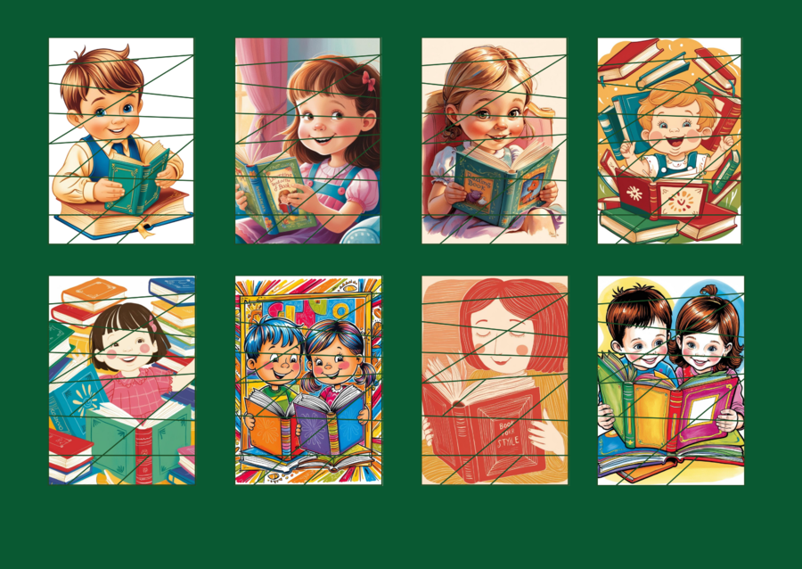 DZIEŃ KSIĄŻKI DLA DZIECI – puzzle – biblioteka – przedszkole – świetlica – 15 wersji