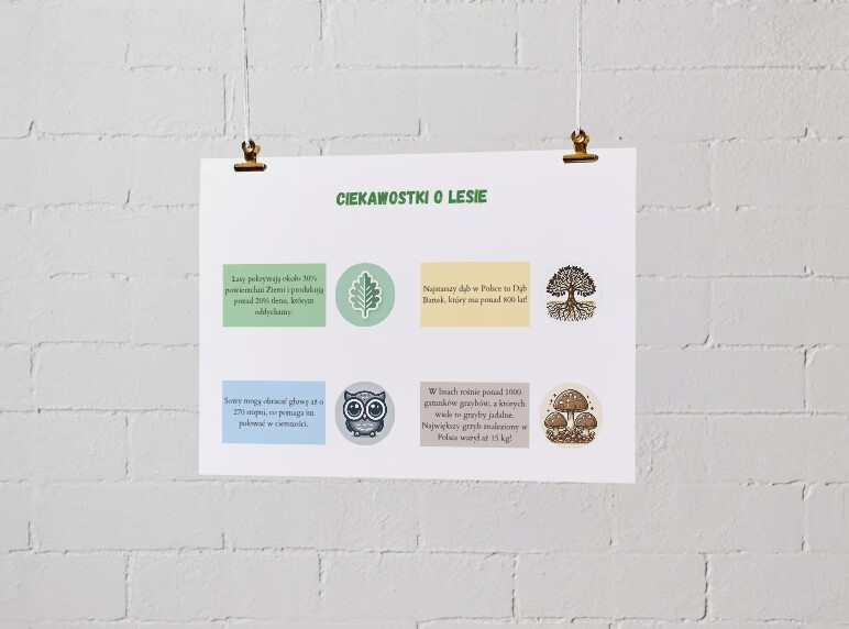 Plansze edukacyjne. Mieszkańcy lasu (ssaki, ptaki, inne zwierzęta, ciekawostki)