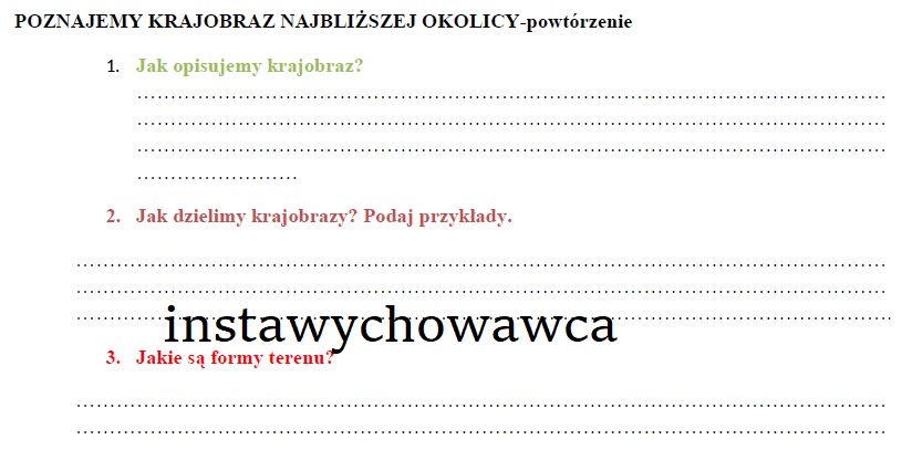 poznajemy krajobraz najbliższej okolicy