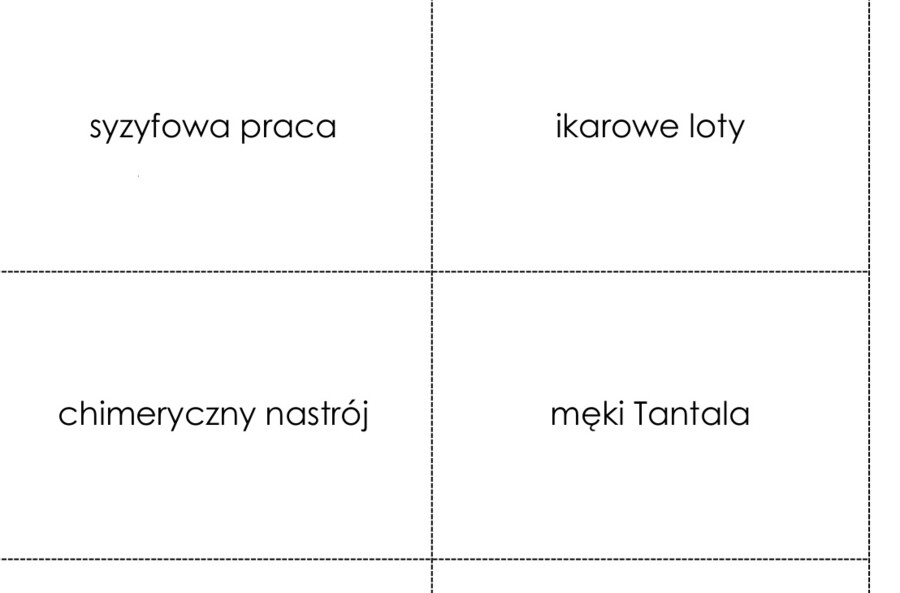 Frazeologizmy (biblizmy, mitologizmy i inne) Karty dwustronne - Montessori