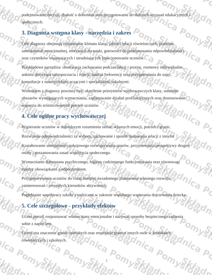 ROCZNY PLAN PRACY WYCHOWAWCY - klasa 6 (DOCX, edytowalny); plan pracy wychowawczej; godziny wychowawcze