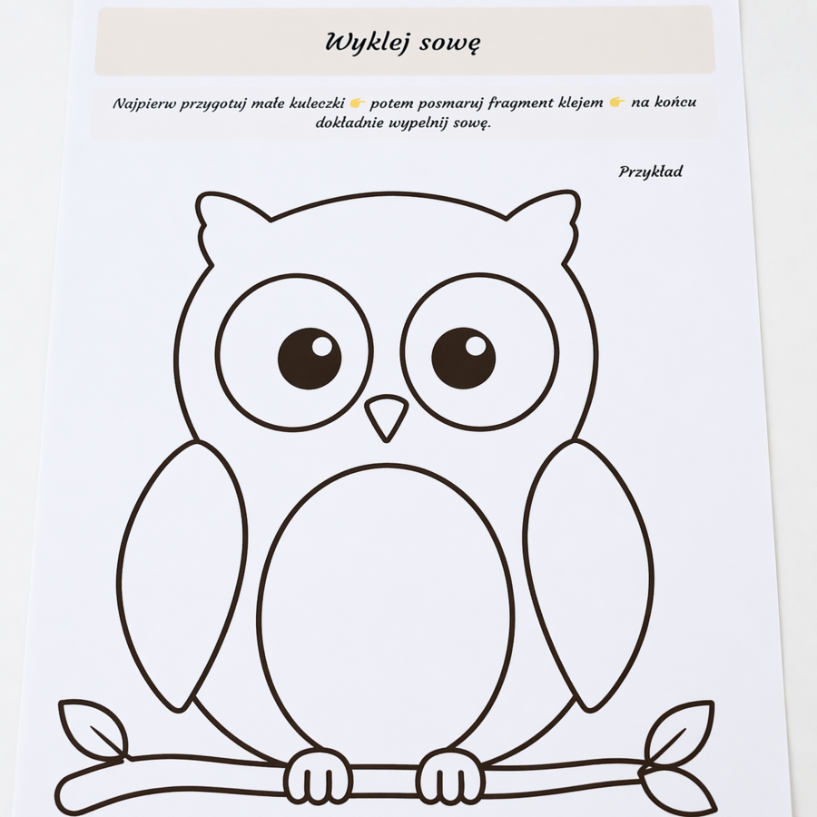 Naklej sowę – praca sensoryczna