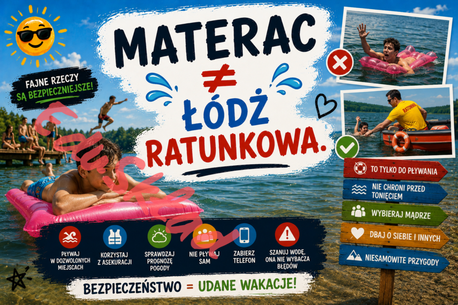 🌞 Bezpieczne Wakacje — nowoczesne plakaty edukacyjne na gazetkę szkolną 🌊🚴⛰️📱