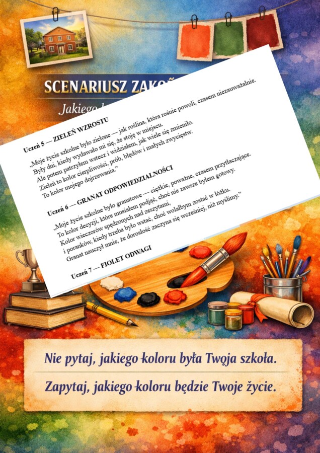 SCENARIUSZ ZAKOŃCZENIA KLAS 8 - „JAKIEGO KOLORU BYŁO TWOJE ŻYCIE SZKOLNE?”