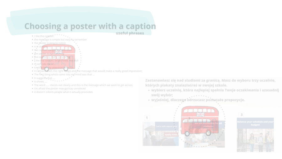 Matura ustna z angielskiego - wybór plakatu/ obrazka z napisem