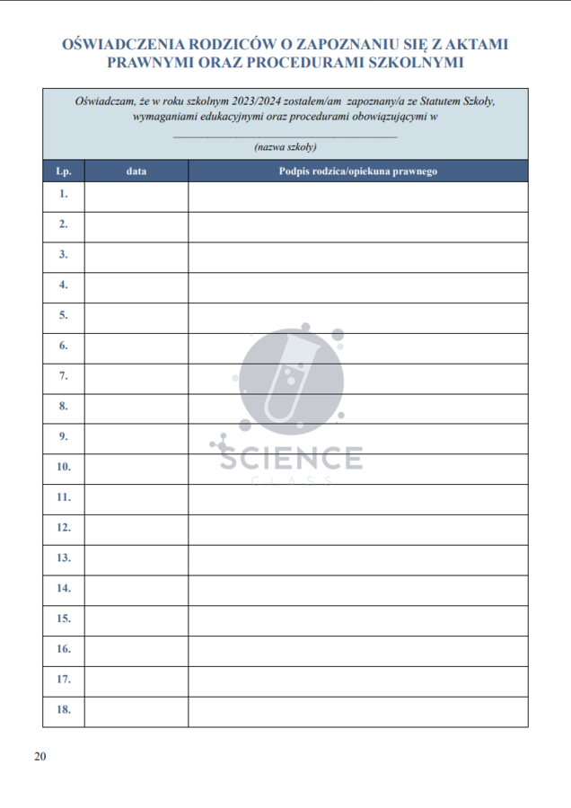 Teczka wychowawcy na rok szkolny 2023/2024