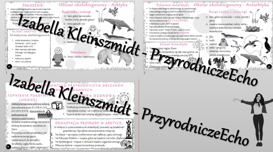 Sketchnotki - notatki „Środowisko przyrodnicze Arktyki i Antarktyki” wykonana w power point do edycji. Geografia 8; „Obszary okołobiegunowe”