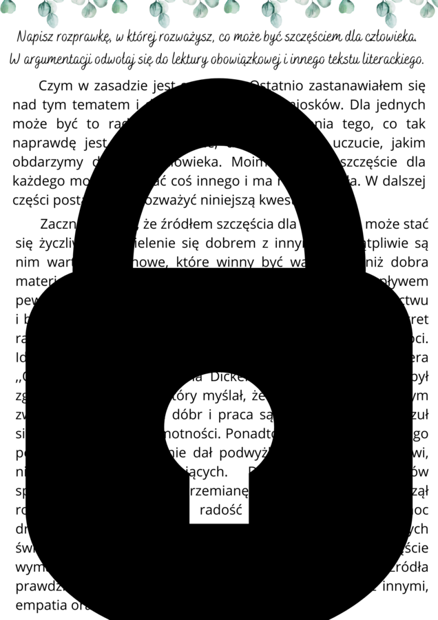 Wzorcowa rozprawka - przygotowanie do egzaminu ósmoklasisty