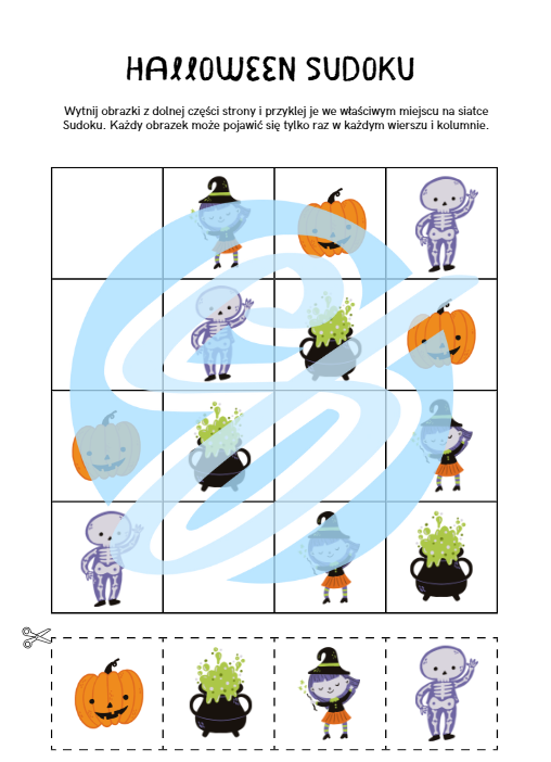 Halloweenowe Sudoku dla Młodszych Uczniów – Dwie Plansze Pełne Zabawy