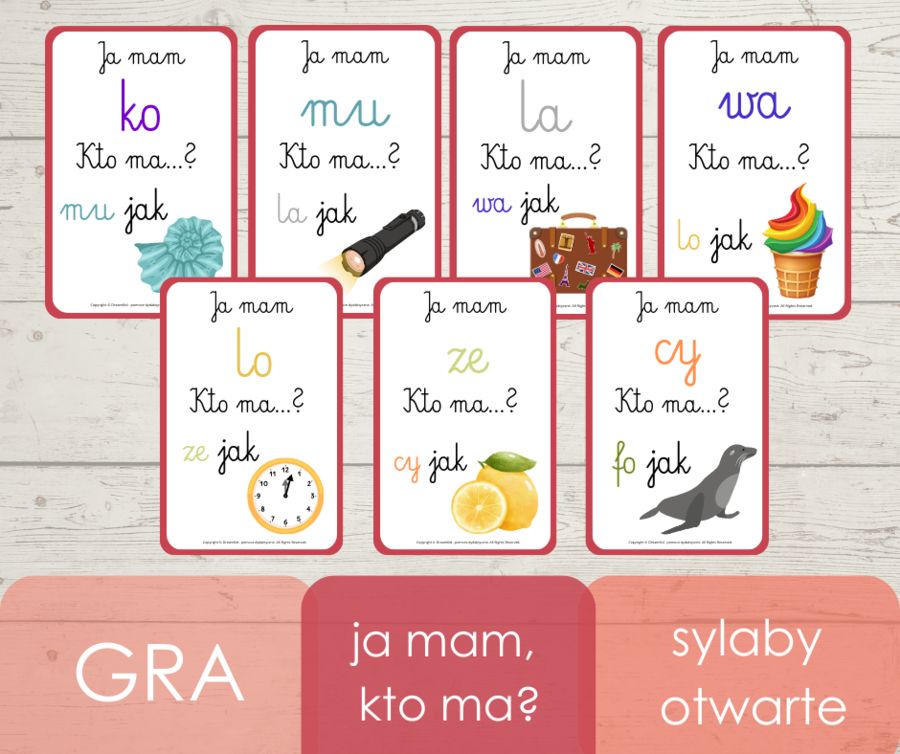 Ja mam, kto ma? - sylaby otwarte z obrazkami