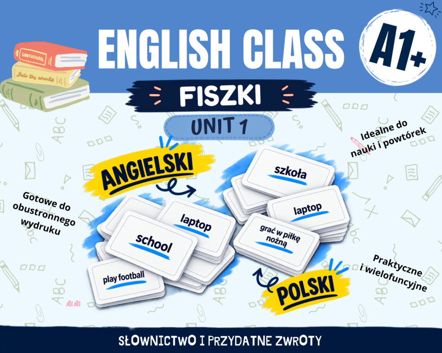 New English A1 + Plus Unit 1 Słownictwo Fiszki Klasa 5