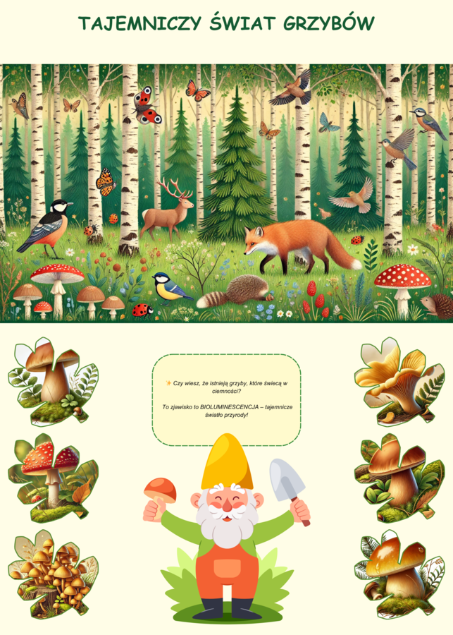 Plansze edukacyjne o grzybach i roślinach