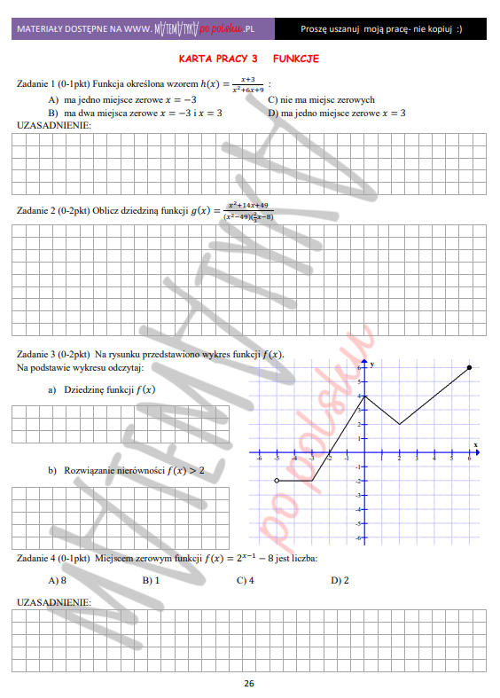 Karta pracy - funkcje - poziom podstawowy