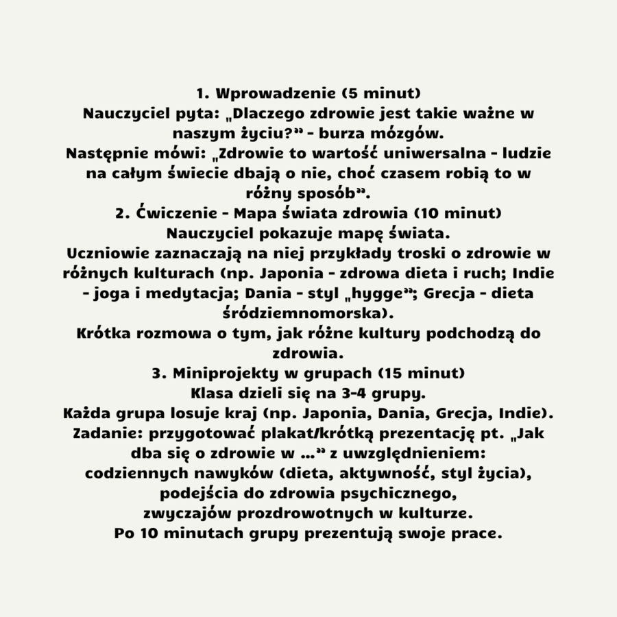 Edukacja zdrowotna, scenariusze wszystkich lekcji dla klas 4-8