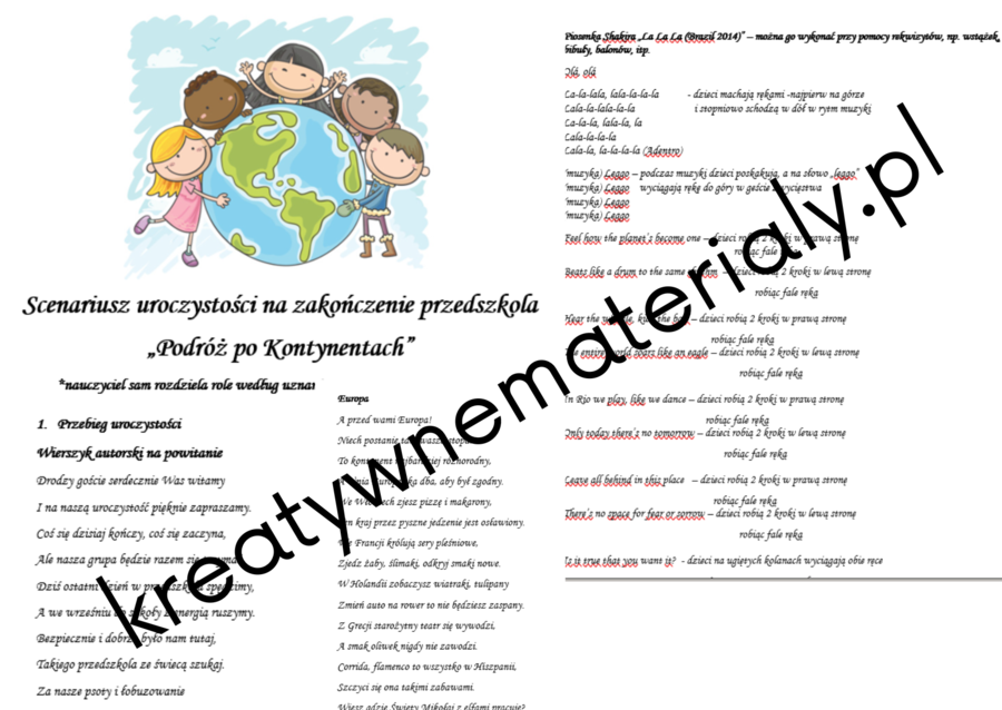 Scenarusz na Zakończenie Przedszkola "Podróż po Kontynentach"