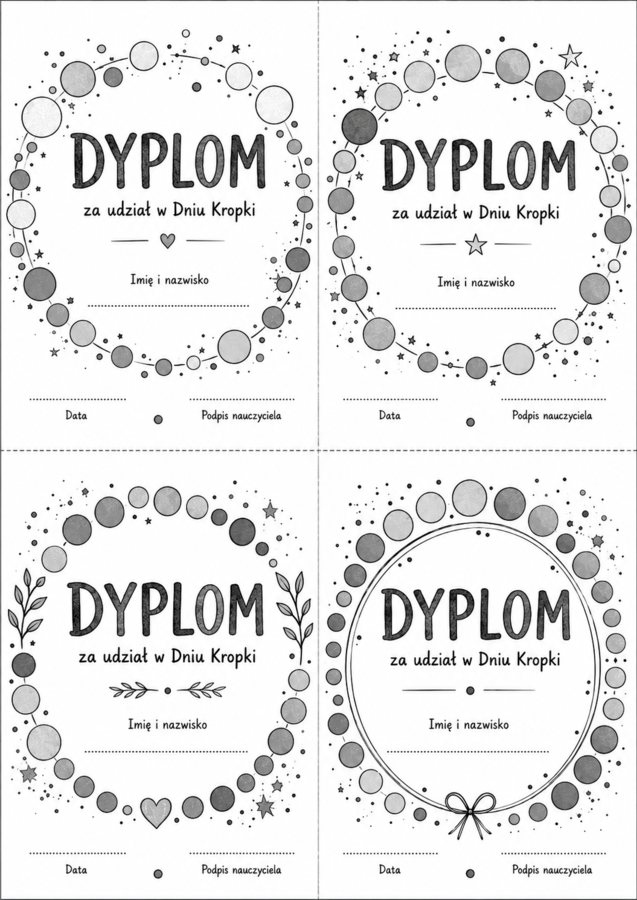Dyplomy za udział w Dniu kropki