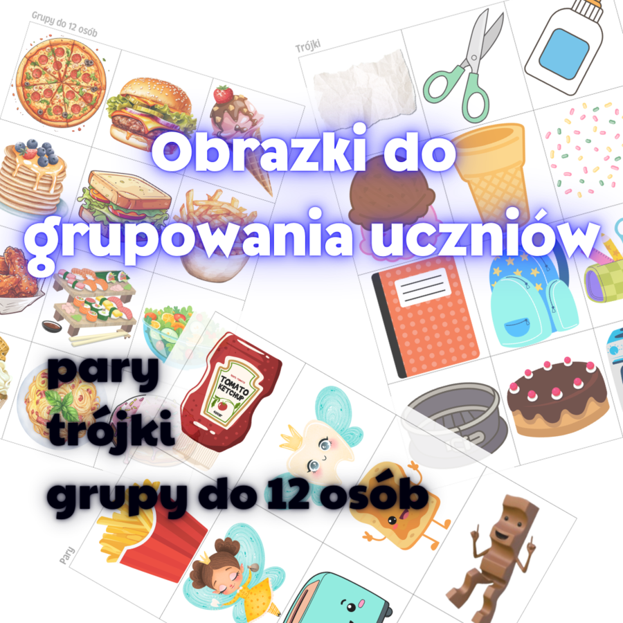 Obrazki do grupowania uczniów - pary, trójki, grupy do 12 osób
