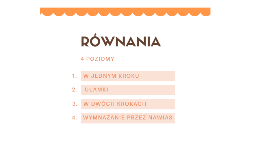 Równania: 4 poziomy trudności - klasa 7