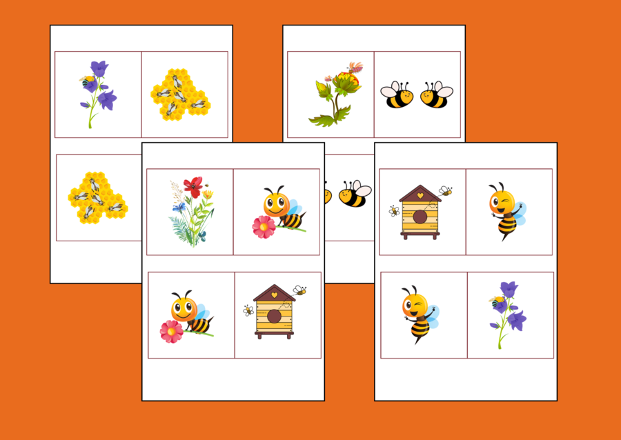 DZIEŃ PSZCZÓŁ - pszczoły – ekologia – wiosna – DOMINO PODŁOGOWE – 26 szt. – biblioteka – świetlica – przedszkole