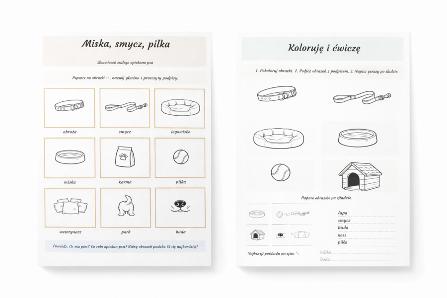 Miska, smycz, piłka – słowniczek małego opiekuna psa