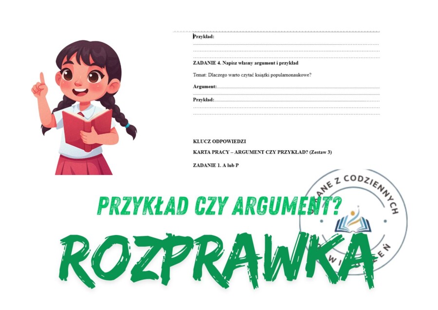 KARTA PRACY – ARGUMENT CZY PRZYKŁAD? Zestaw 3