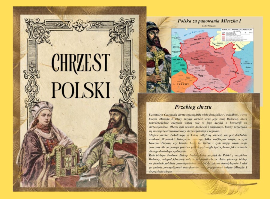 Chrzest Polski- piękna gazetka+prezentacja