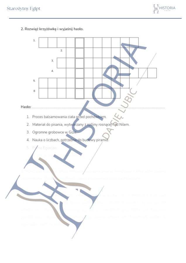 Karta pracy - Starożytny Egipt