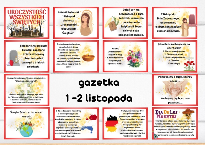 Gazetka - Uroczystość Wszystkich Świętych oraz Zaduszki - 1 i 2 listopada