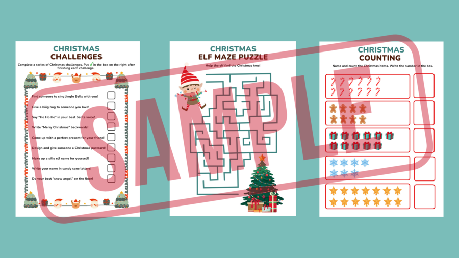 CHRISTMAS MEGA PACK – zestaw gier, kart pracy i aktywności świątecznych dla klas 1–3 | Christmas Worksheets (wykreślanki, kodowanie, krzyżówka, kolorowanki, gry typu memory, domino, Ja mam... Kto ma...i WIĘCEJ!)