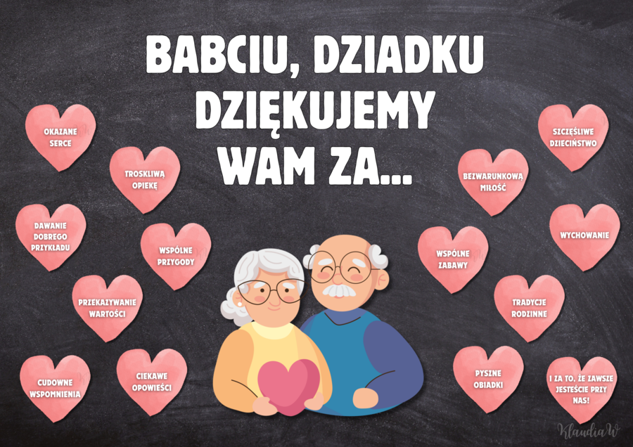 Babciu, Dziadku – dziękujemy Wam za… - dekoracja na Dzień Babci i Dziadka (PDF do druku)