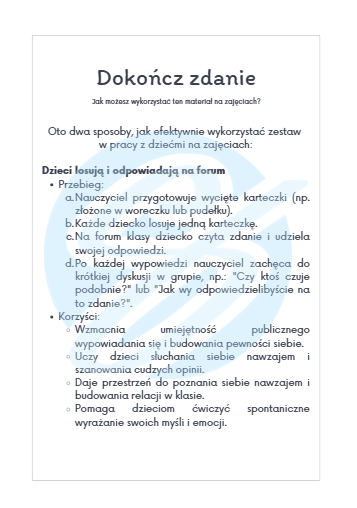 TUS Karty Niedokończonych Zdań: Kreatywny materiał edukacyjny do pracy nad umiejętnościami społecznymi