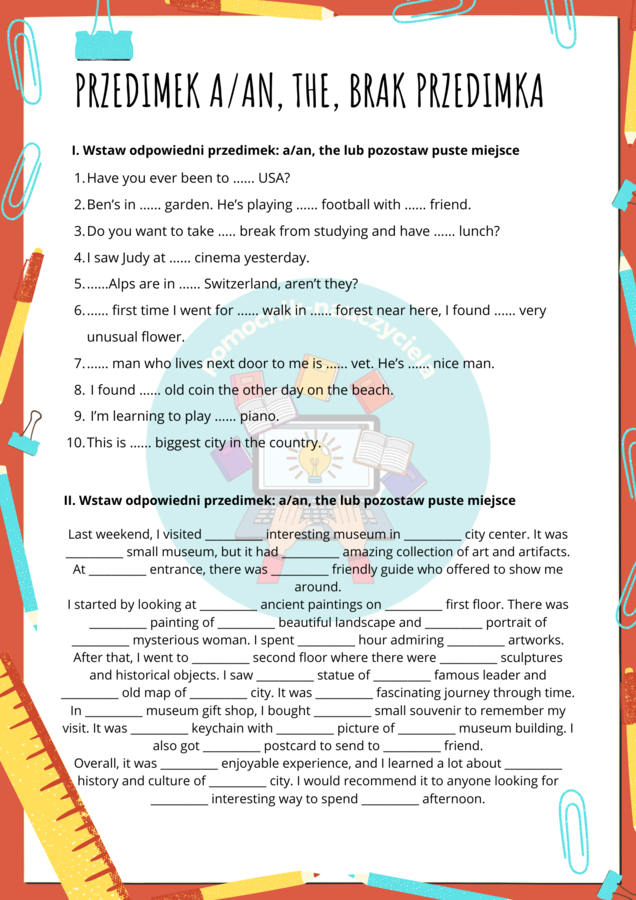 Przedimki nieokreślone i określone