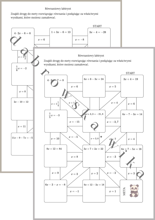 Równaniowy labirynt