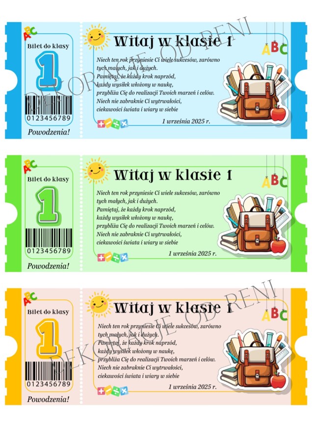 Powitalny Bilet do Klasy 1