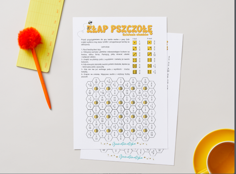 "Złap pszczołę" - gra na dzielenie ułamków