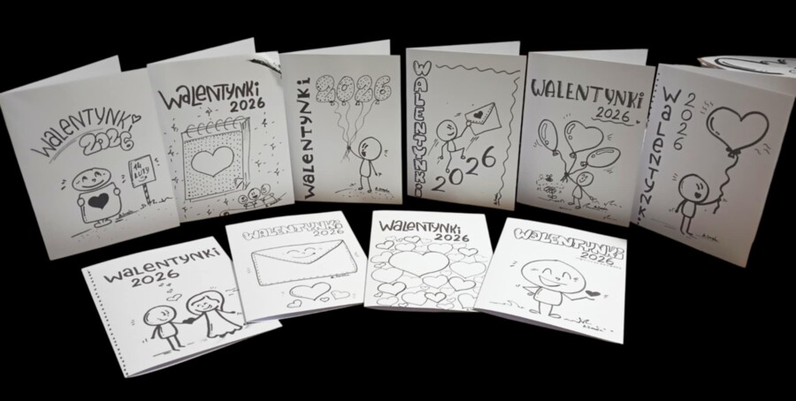 Walentynkowy zestaw edukacyjny — czarno-biały PDF do druku