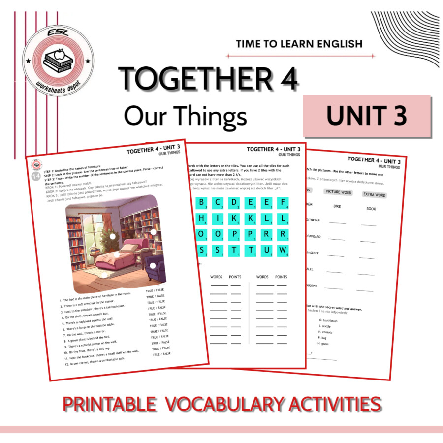 Together 4 Unit 3 zestaw: Vocabulary Activities + Grammar Activities
