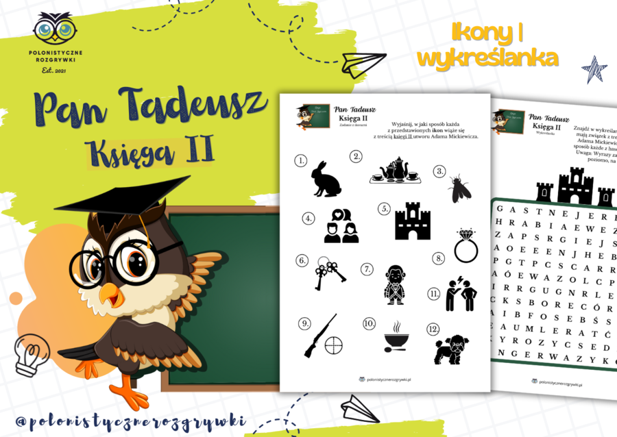 Pan Tadeusz. Księga II. Ikony. Wykreślanka. Lektura obowiązkowa