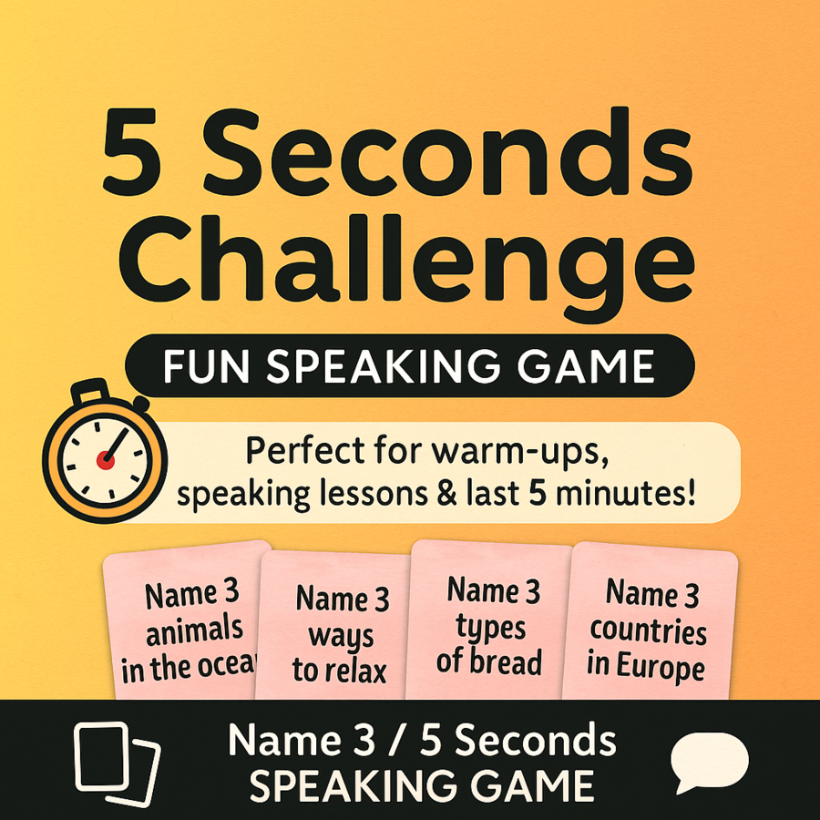 5 Sekund na odpowiedź! – 200 kart, które rozgadają Twoich uczniów! || SPEAKING GAME: Name 3 / 5 Seconds for ESL Lessons (A2 - C1)