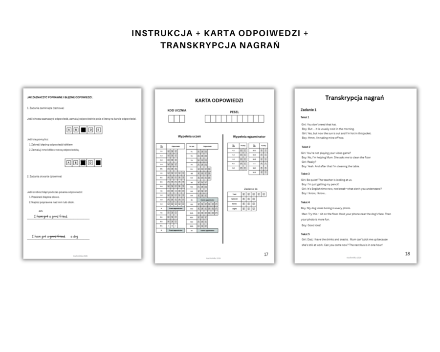 Arkusz Egzaminacyjny po 4 Klasie  - Model Egzaminu Ósmoklasisty