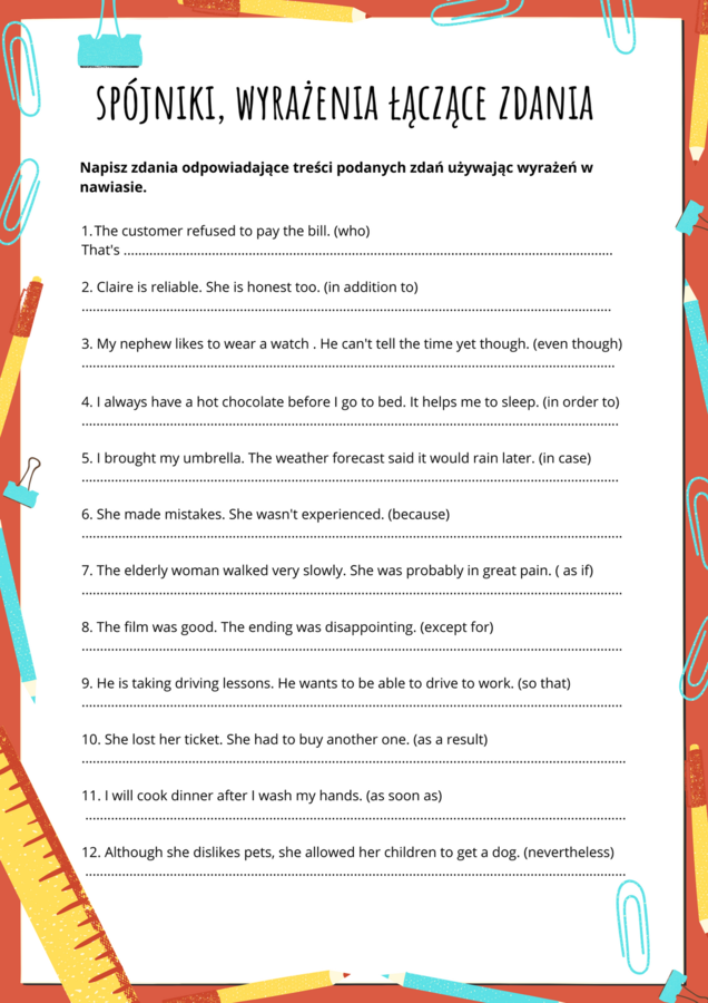 Spójniki, łączenie zdań