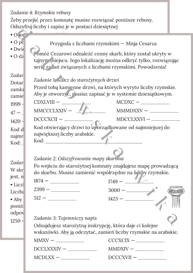 Przygoda z liczbami rzymskimi - Misja Cesarza