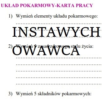 Układ pokarmowy-karta pracy